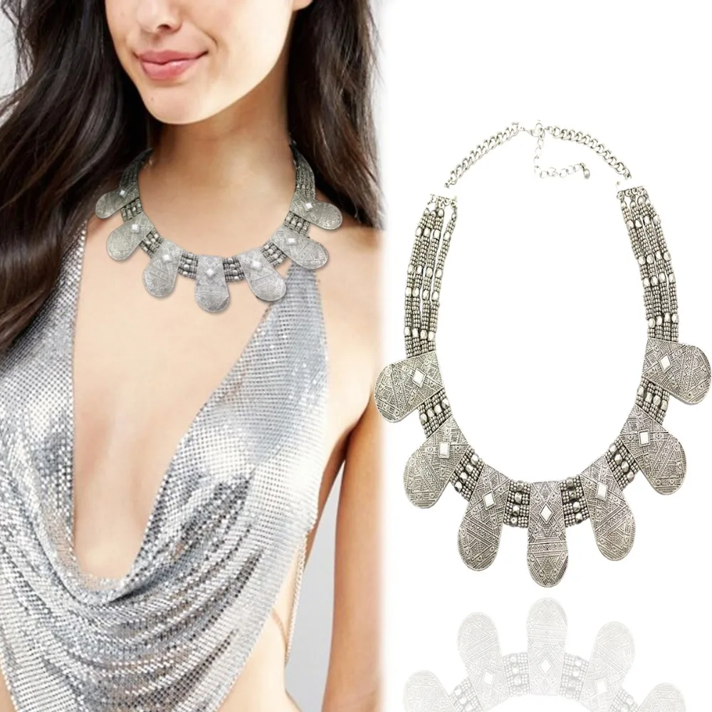 Tribal Vintage Silver Cleopatra Nefertiti Mayan Aztec Bead Chain Bib Maxi Statement Choker Collar Necklace Jewelry Women
Tribal Vintage Silver Cleopatra Nefertiti Mayan Aztec Bead Chain Bib Maxi Statement Choker Collar Necklace Jewelry Women