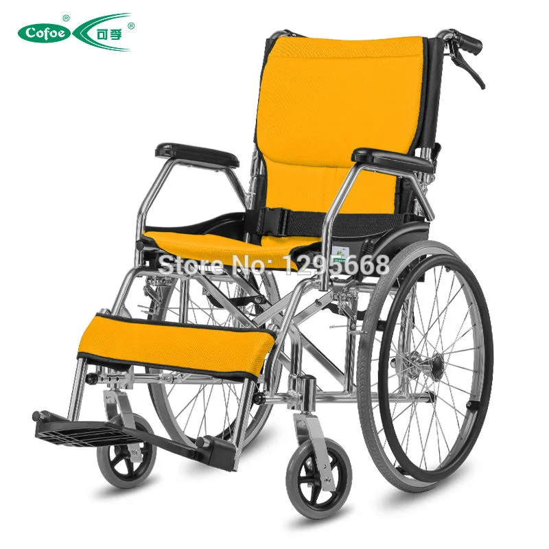 Folding back portable wheelchair Aluminum alloy lightweight blue/yellow/red manual wheelchair