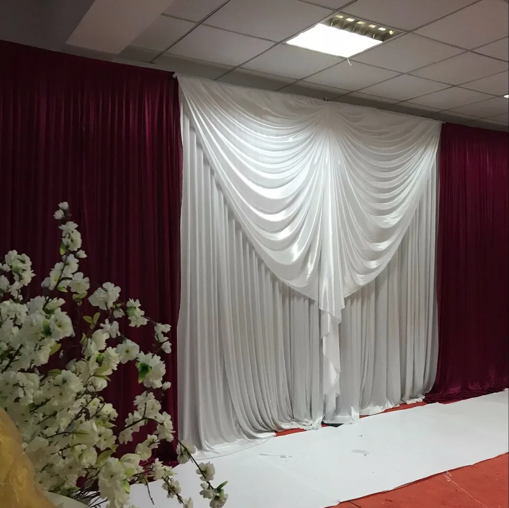 3m X 6m New Arrive Ice Silk Pleated Backdrop With Big Swag at Middle Burgundy Wedding Drape
3m X 6m New Arrive Ice Silk Pleated Backdrop With Big Swag at Middle Burgundy Wedding Drape