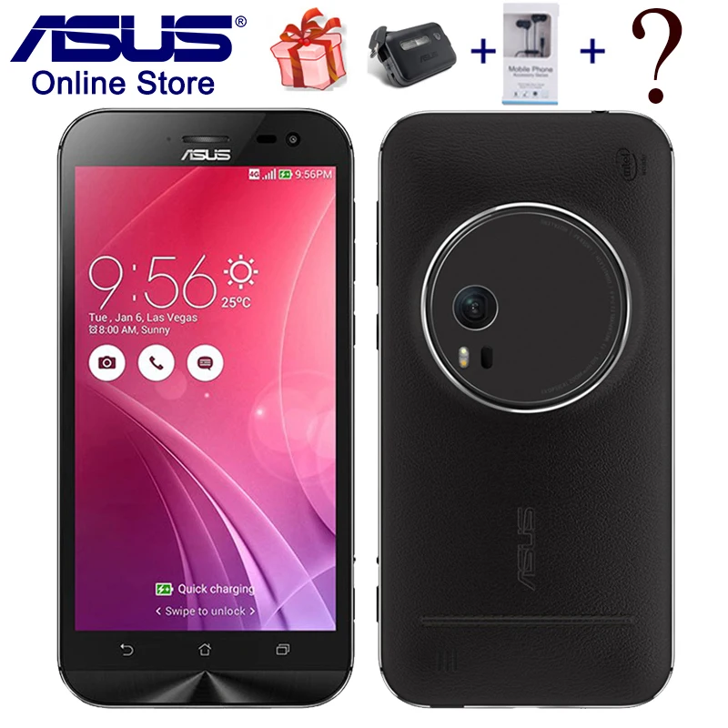 

Original ASUS ZenFone Zoom ZX551ML 4G LTE Mobile Phones Intel Atom Z3580 2.3GHz 4GB 64GB 5.5inch 13.0MP Smartphone Leather Cover