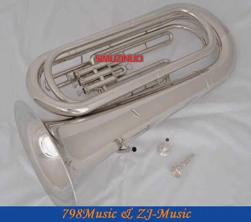 Профессиональный никелевый посеребренный Bb Tuba Horn монельные клапаны с 2
