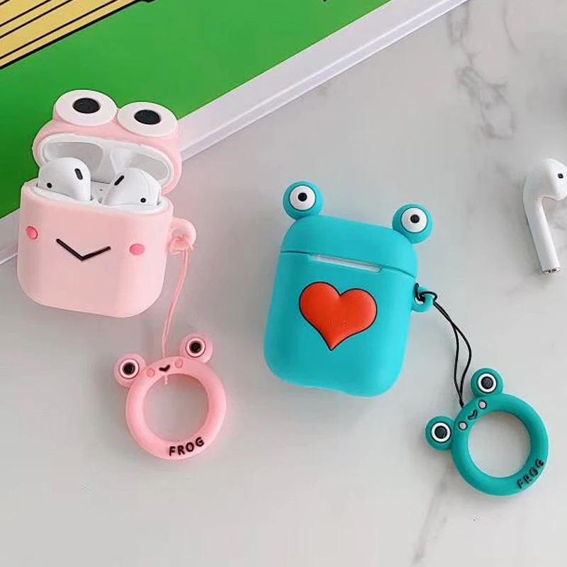 For AirPods Case Cute mini Frog Cartoon silicon Cover Bluetooth Earphone Cases Original case For air pods 2 case with Strap
For AirPods Case Cute mini Frog Cartoon silicon Cover Bluetooth Earphone Cases Original case For air pods 2 case with Strap