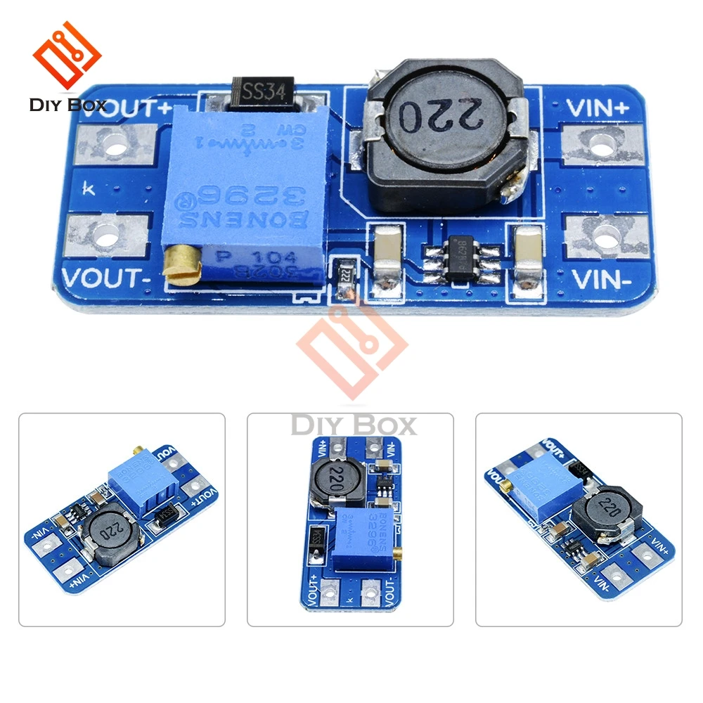 DC-DC 12V 2A Adjustable Step Up Power Converter Module MT3608 Booster Power Transformer Step-up Micro USB DIY for Arduino
DC-DC 12V 2A Adjustable Step Up Power Converter Module MT3608 Booster Power Transformer Step-up Micro USB DIY for Arduino