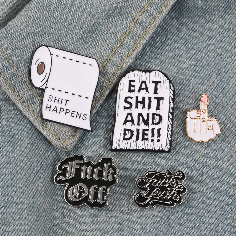 Angry collection ! Funny Punk Happens Roll Paper Eat And Die Tombstone OFF Middle Finger Enamel Brooch Lapel Pin
Angry collection ! Funny Punk Happens Roll Paper Eat And Die Tombstone OFF Middle Finger Enamel Brooch Lapel Pin
