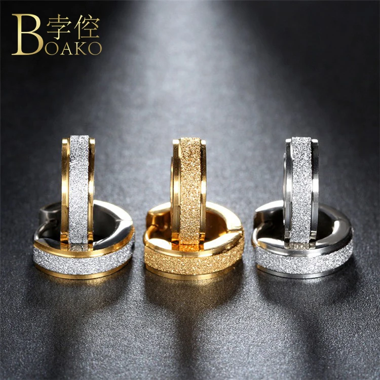 

BOAKO Aros 316L Stainless Steel Earrings for Women Men Fashion oorbellen Punk Hoop Piercing Round Earring Ear Stud Jewellry Z4