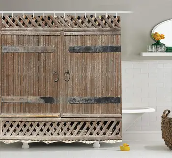 Wooden Gate with Metal Handle Old House Entry Weathered Rustic Ornate Polyester Fabric Bathroom Shower Curtain Set with Hooks
Wooden Gate with Metal Handle Old House Entry Weathered Rustic Ornate Polyester Fabric Bathroom Shower Curtain Set with Hooks