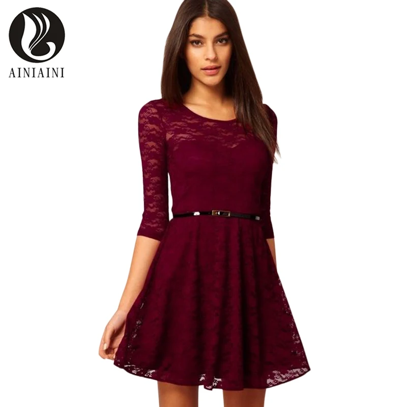 2017 Autumn Winter Fashion Round Neck Candy Color Seven Inch Sleeve Lace Dress Short Dress Hollow Out Roupa Feminina HA3
2017 Autumn Winter Fashion Round Neck Candy Color Seven Inch Sleeve Lace Dress Short Dress Hollow Out Roupa Feminina HA3