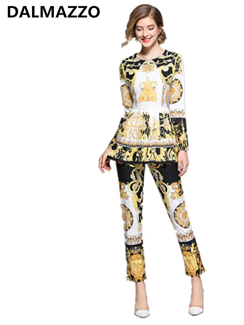 2019 Newest Spring Fashion Design Womans Runway Suit Women Long Sleeve Print Tops + Pants Trousers 2 Pieces Sets Female XL 2XL
2019 Newest Spring Fashion Design Womans Runway Suit Women Long Sleeve Print Tops + Pants Trousers 2 Pieces Sets Female XL 2XL