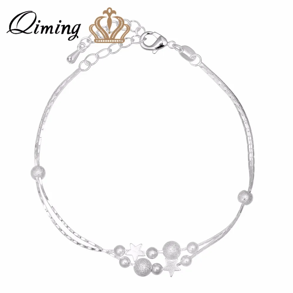 QIMING Silver Jewelry Chain Link Bracelet Women Fashion Ball Beads Cute Star Bracelets For Girls Accessories Lovely Gift
QIMING Silver Jewelry Chain Link Bracelet Women Fashion Ball Beads Cute Star Bracelets For Girls Accessories Lovely Gift