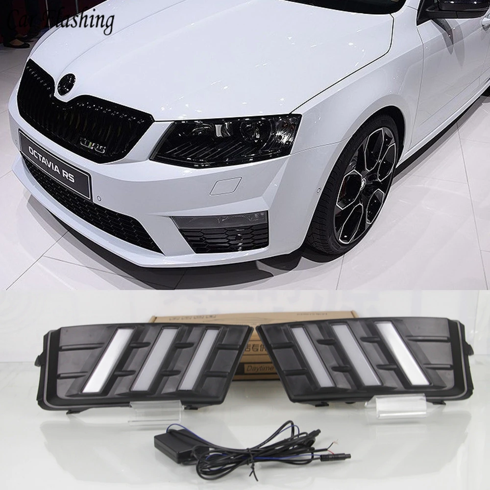 Car flashing 2PCS 12V ABS LED For Skoda Octavia RS A7 2016 2017 DRL Daytime Running Lights With turnning yellow signal Fog Lamp
Car flashing 2PCS 12V ABS LED For Skoda Octavia RS A7 2016 2017 DRL Daytime Running Lights With turnning yellow signal Fog Lamp
