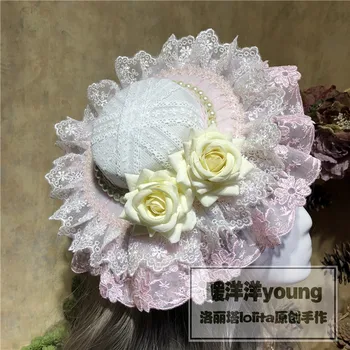 Handmade Vintage Lolita Pink Top Hat Hair Accessories Rose Headwear Cosplay Princess Party Cap Victorian Costume hats Hairpin
Handmade Vintage Lolita Pink Top Hat Hair Accessories Rose Headwear Cosplay Princess Party Cap Victorian Costume hats Hairpin