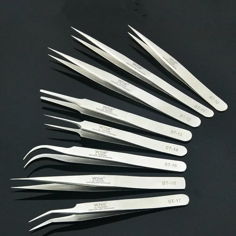 

1Pcs VETUS Stainless Steel Tweezer False Eyelash Extension Tools Auxiliary Repair Hyperfine High Precision Anti Acid Tweezers