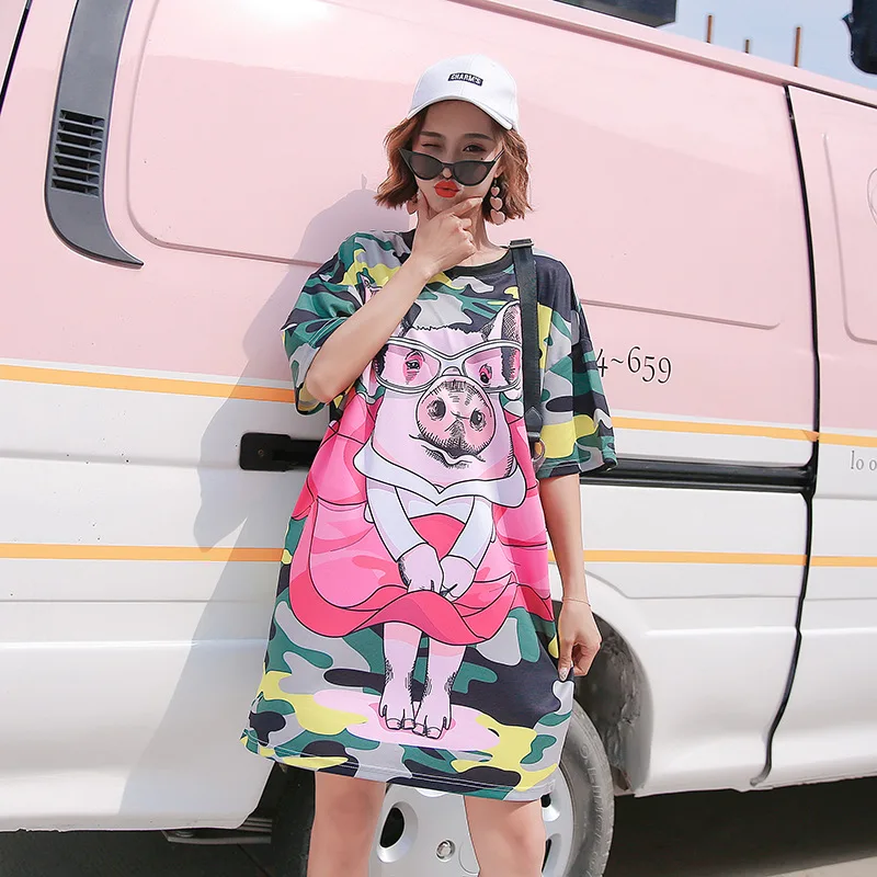 YQH Europe and the United States 2019 Summer New Women's Great Code Women's Tide Cartoon Piglet Printing Long thin T-shirt
YQH Europe and the United States 2019 Summer New Women's Great Code Women's Tide Cartoon Piglet Printing Long thin T-shirt