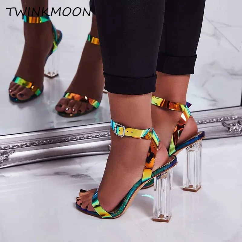 Newest Clear Heel Holographic Sandals Women High Heels Shoes Sexy Open Toe Ankle Strape Buckle Summer Sandals 2019
Newest Clear Heel Holographic Sandals Women High Heels Shoes Sexy Open Toe Ankle Strape Buckle Summer Sandals 2019