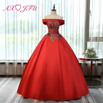 AXJFU princess flower red evening dress red rose Embroidery evening dress boat neck red flower evening dress NY368
AXJFU princess flower red evening dress red rose Embroidery evening dress boat neck red flower evening dress NY368