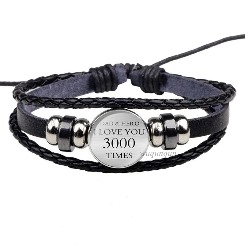 I Love You 3000 TIMES Bracelet Top Quality Dad Black Button Glass Leather Bracelets Father Daughter Men Birthday Gifts
I Love You 3000 TIMES Bracelet Top Quality Dad Black Button Glass Leather Bracelets Father Daughter Men Birthday Gifts