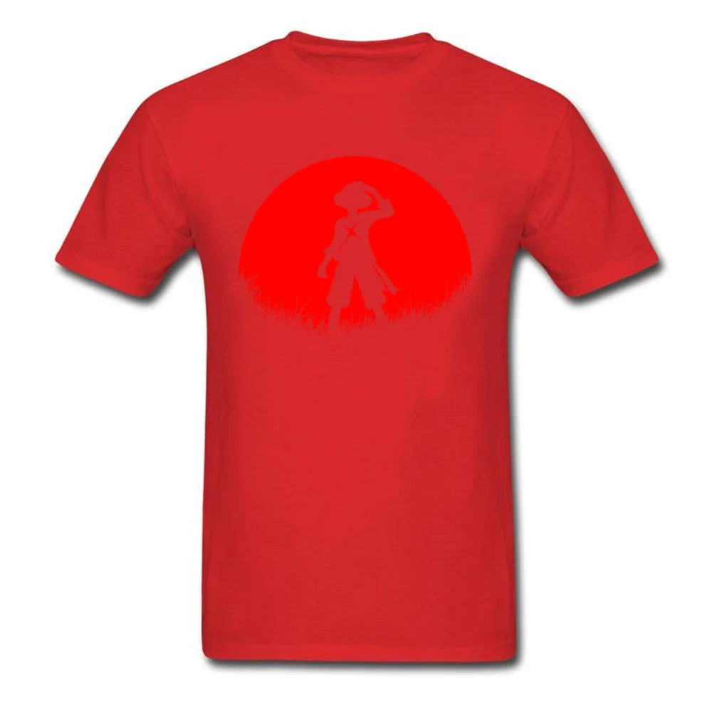 Street T-Shirt New Arrival Round Neck Red Moon Straw hat 100% Cotton Man Tops Shirts Classic Short Sleeve T Shirts Red Moon Straw hat red