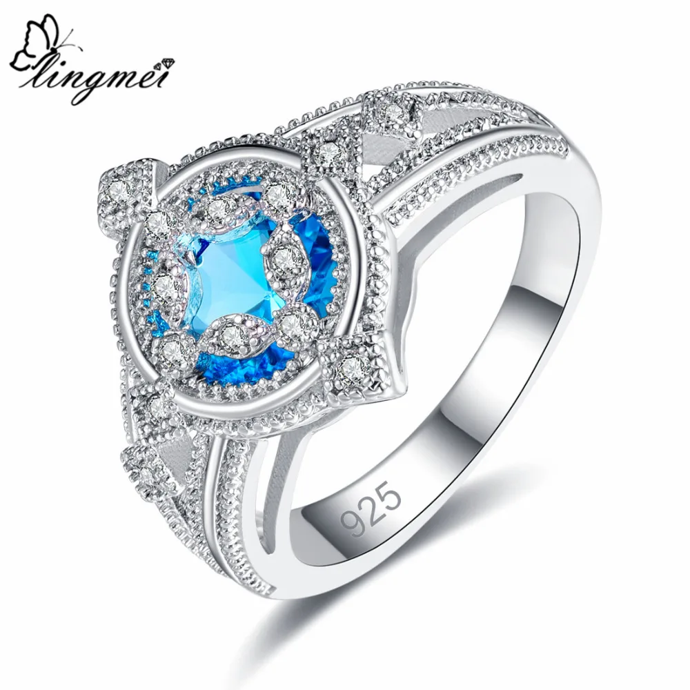 Lingmei Exquisite Round Cocktail Wedding Rings Women's Fashion Zircon Silver 925 Ring Size 6 7 8 9 Anniversary Gifts Wholesale
Lingmei Exquisite Round Cocktail Wedding Rings Women's Fashion Zircon Silver 925 Ring Size 6 7 8 9 Anniversary Gifts Wholesale