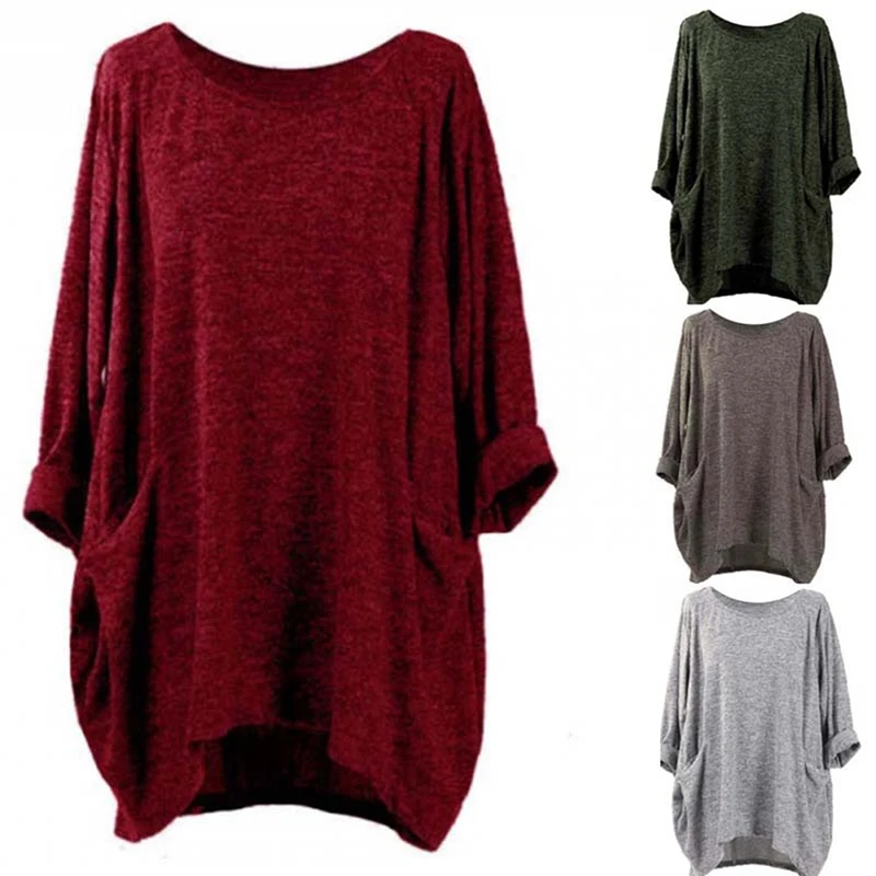 4XL Women Autumn Blouses Oversize Long Sleeve Blouse Loose Pocket Long Sleeve O Neck Long Tops Blouse Camisas Mujer Bigsweety
4XL Women Autumn Blouses Oversize Long Sleeve Blouse Loose Pocket Long Sleeve O Neck Long Tops Blouse Camisas Mujer Bigsweety