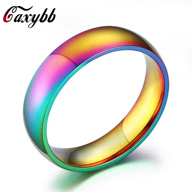 Caxybb 6mm Classic Men Women Rainbow Colorful Ring Titanium Steel Wedding Band Ring Size 6-12
Caxybb 6mm Classic Men Women Rainbow Colorful Ring Titanium Steel Wedding Band Ring Size 6-12