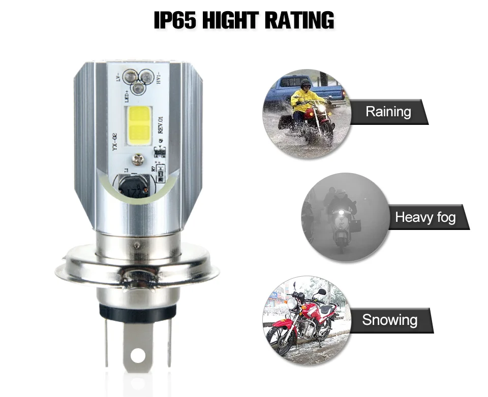 Foxcncar H4 P43t HS1 LED Motorcycle Headlight Bulbs 1000Lm HL 12V COB 18650 Chip Scooter Accessories Moto DRL Lights For Suzuki (4)