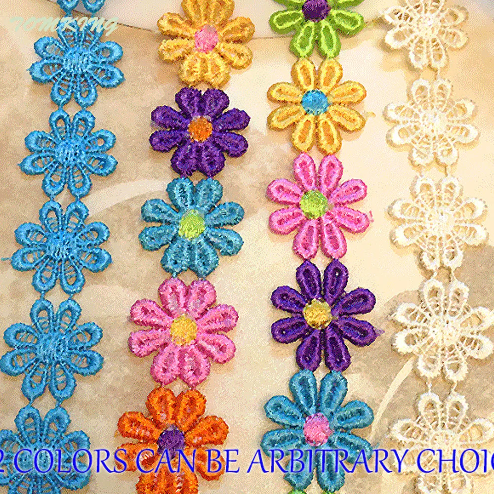 New arrived 1 yard high quality embroidered colorful daisy flower lace trim sewing crafts women child cloth scrapbooking DIY
New arrived 1 yard high quality embroidered colorful daisy flower lace trim sewing crafts women child cloth scrapbooking DIY
