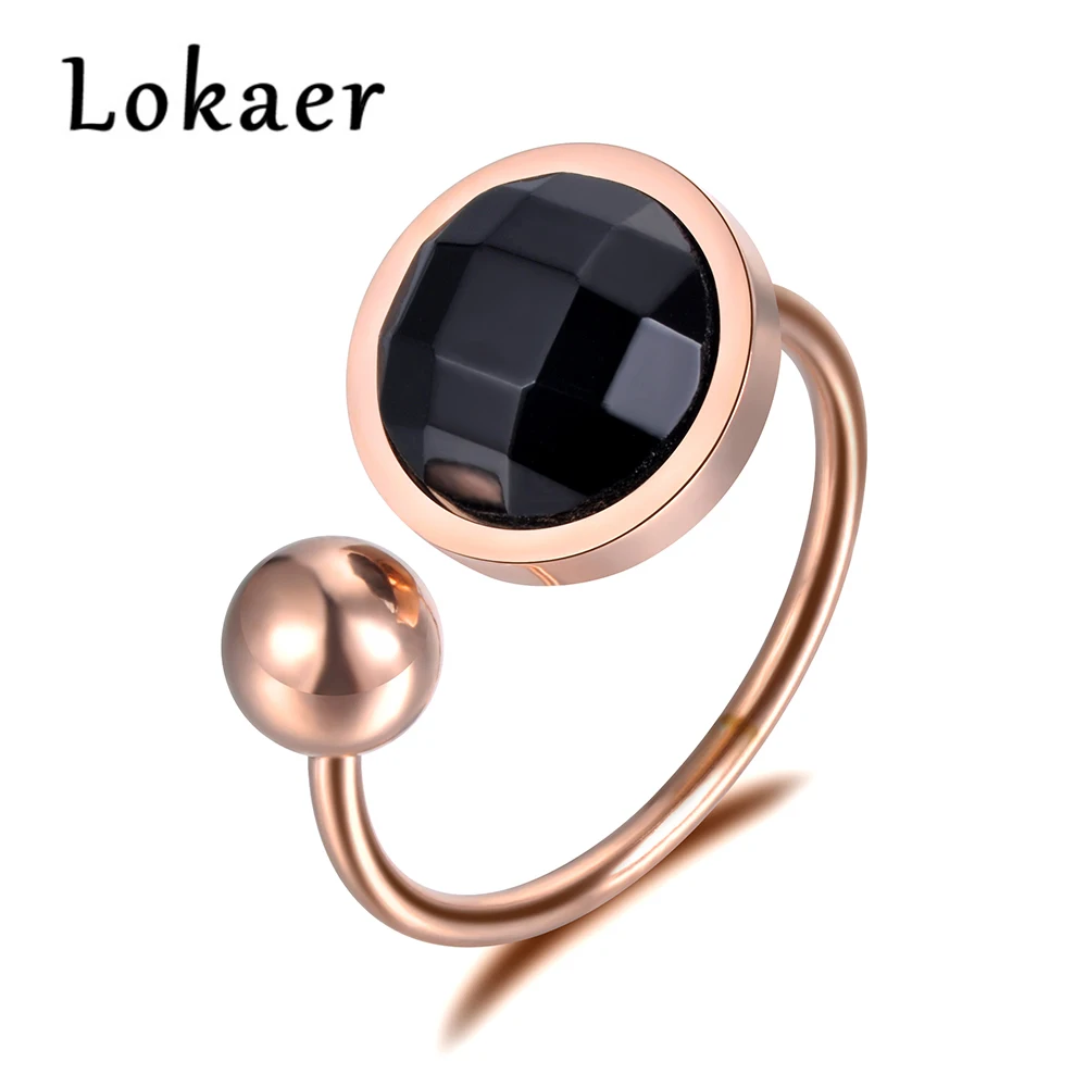 Lokaer Stainless Steel Ring Rose Gold Color Black Zircon Open Ring For Christmas Gift Girl Women R18147
Lokaer Stainless Steel Ring Rose Gold Color Black Zircon Open Ring For Christmas Gift Girl Women R18147