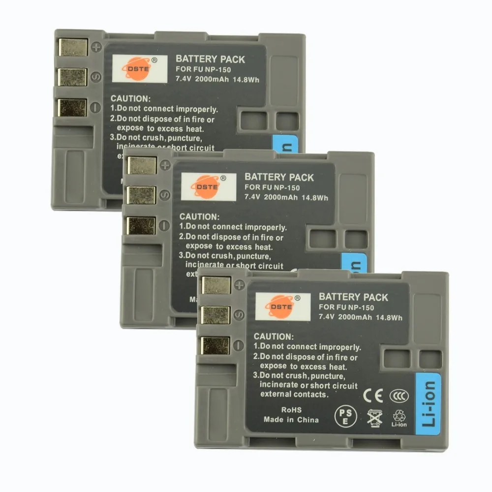 DSTE 3PCS NP-150 Rechargeable Battery For Fuji FinePix S5 PRO Camera