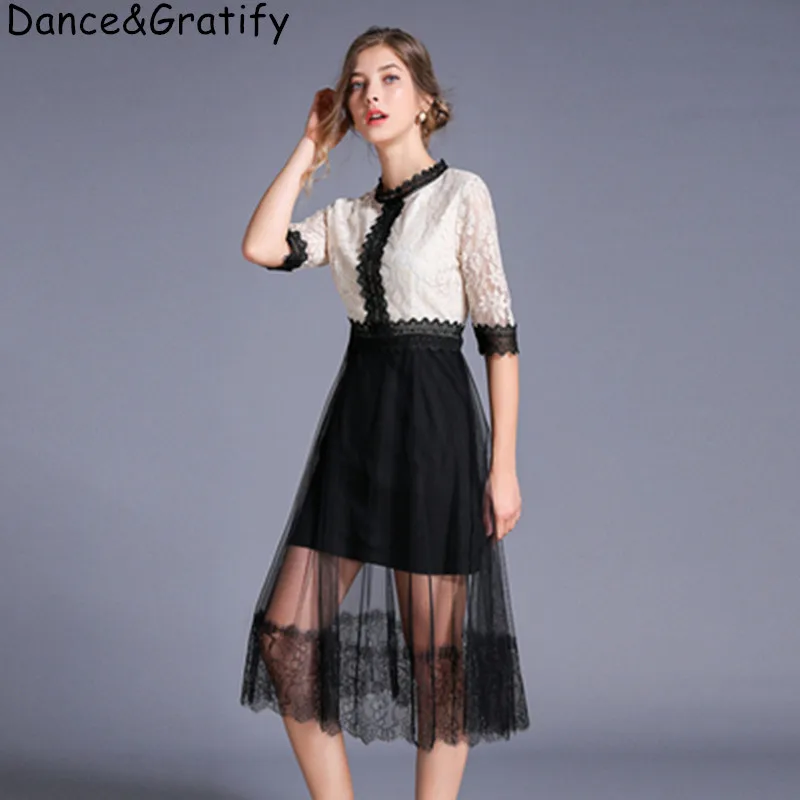 2019 Summer Women New Elegant Half Sleeve High Quality Lace Mesh Patchwork Dress Casual Hollow Out Streetwear Dress Vestidos
2019 Summer Women New Elegant Half Sleeve High Quality Lace Mesh Patchwork Dress Casual Hollow Out Streetwear Dress Vestidos