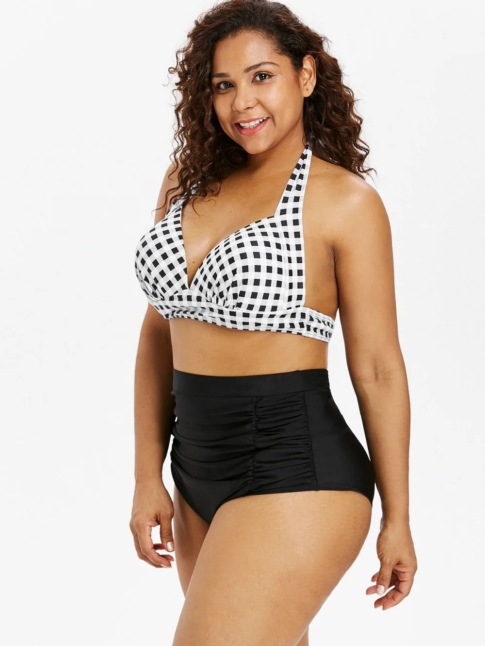 Sexy Bikini Women Eye-catching Shiny Bikini Halter Set Swimsuit Polyester Spandex Plus Size Plaid Print Halter Bikini Set
Sexy Bikini Women Eye-catching Shiny Bikini Halter Set Swimsuit Polyester Spandex Plus Size Plaid Print Halter Bikini Set