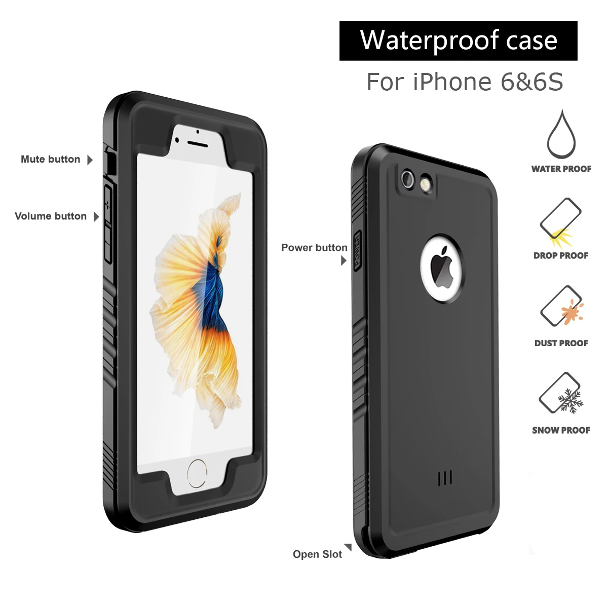 For iPhone 6/6S Waterproof Case,IP68 Certified Waterproof Shockproof Snowproof Dirtproof Full Body Protective Underwater Case
For iPhone 6/6S Waterproof Case,IP68 Certified Waterproof Shockproof Snowproof Dirtproof Full Body Protective Underwater Case