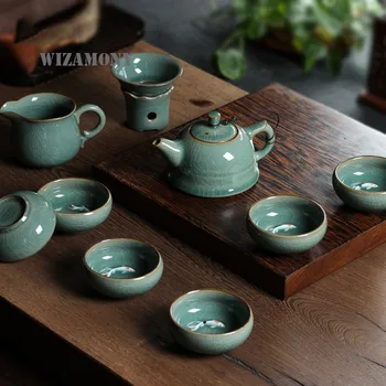 WIZAMONY 10 pcs Chinese Longquan Celadon Porcelain Imitated Antique Glaze Handcrafted with Gift Package China Kung fu Tea Set
WIZAMONY 10 pcs Chinese Longquan Celadon Porcelain Imitated Antique Glaze Handcrafted with Gift Package China Kung fu Tea Set