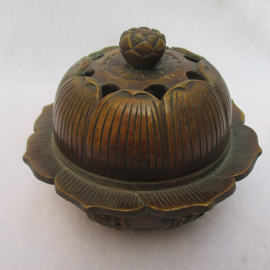 

Rare Tibetan Old Copper Carved Old Buddhism Censer /Antique Metal Censer from Tibet