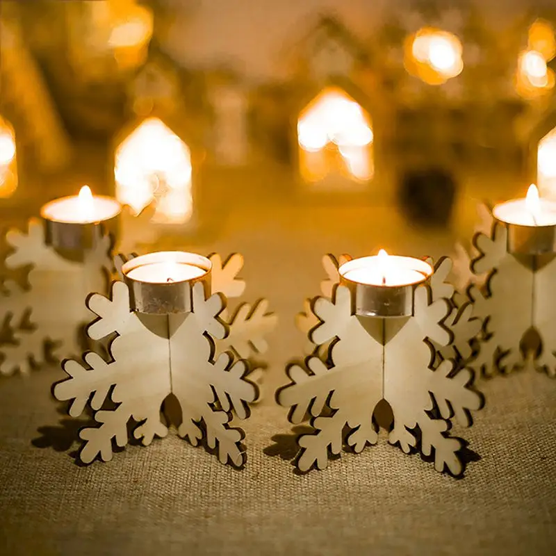 4Pcs Wooden Snowflake Christmas Candlestick Home Decoration Candlestick Christmas Decoration Ornaments Candle Accessories
4Pcs Wooden Snowflake Christmas Candlestick Home Decoration Candlestick Christmas Decoration Ornaments Candle Accessories