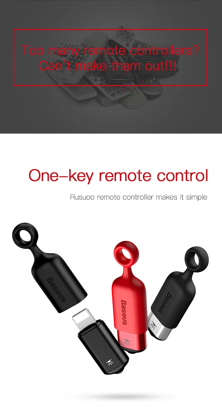 Baseus Universal infrared remote control for iPhone XS Max XR X 8 IR Wireless Smart Remote Control for TV Aircondition Projector Baseus Universal infrared remote control for iPhone XS Max XR X 8 IR Wireless Smart Remote Control for TV Aircondition Projector