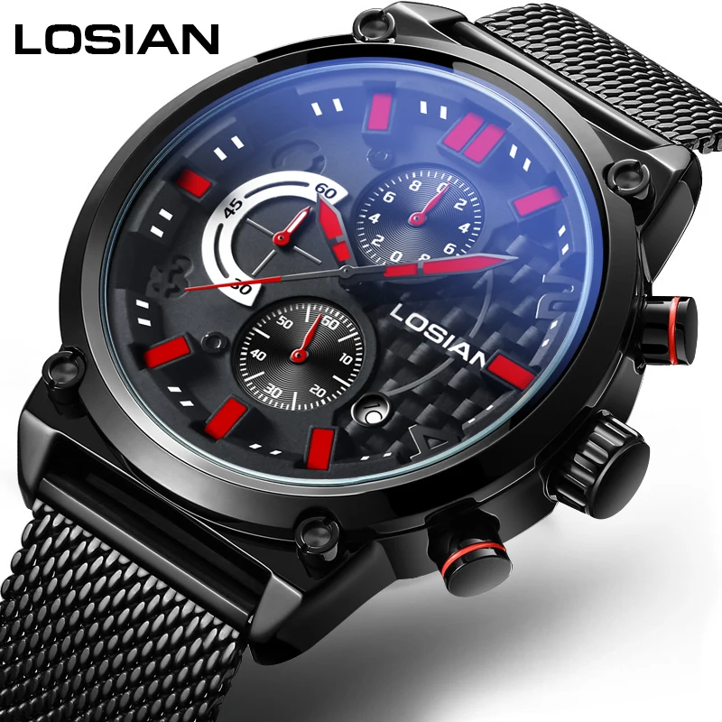 LOSIAN Men's Watches Fashion Cool Multi-function Leisure Sports Luminous Waterproof Calendar Steel Band Quartz Watch
LOSIAN Men's Watches Fashion Cool Multi-function Leisure Sports Luminous Waterproof Calendar Steel Band Quartz Watch