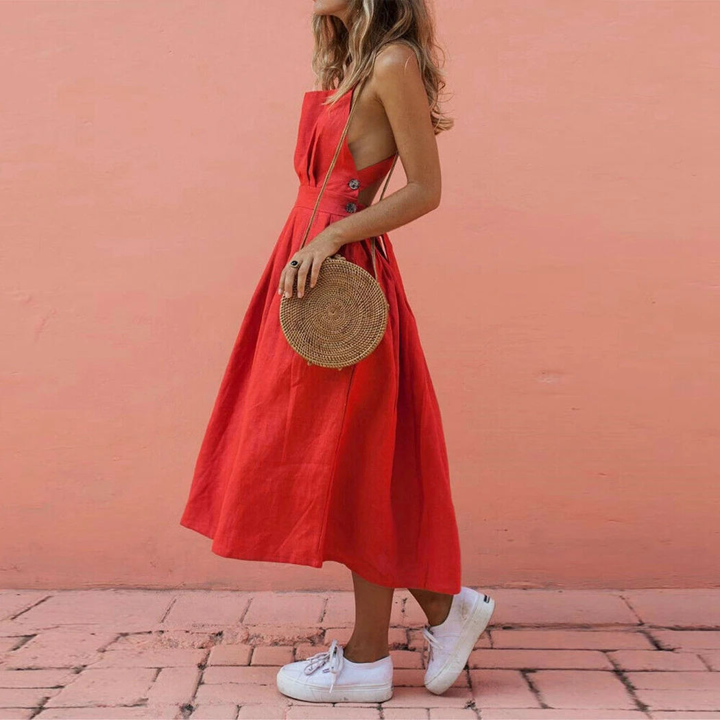 Sexy Backless Strappy Dress Women Summer Boho Beach Long Maxi Dress Casual Sleeveless Red Party Club Dress Sundress Vestido
Sexy Backless Strappy Dress Women Summer Boho Beach Long Maxi Dress Casual Sleeveless Red Party Club Dress Sundress Vestido