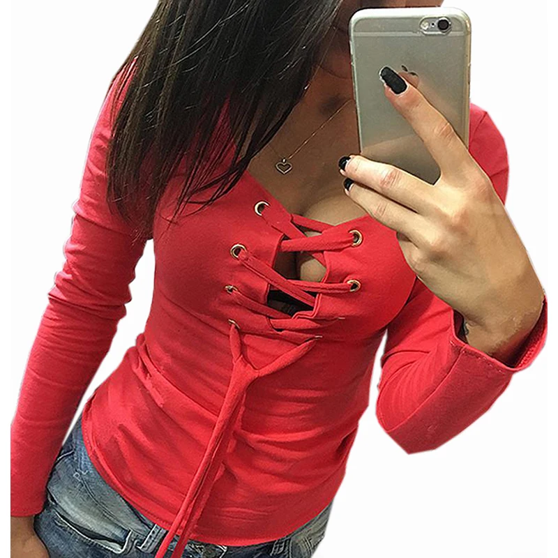 Casual Bottoming Shirt Autumn Long Sleeve Tops Lace Up Ladies Sexy Shirts Fashion Slim Bandage Shirts Blusas Women Tops LX068
Casual Bottoming Shirt Autumn Long Sleeve Tops Lace Up Ladies Sexy Shirts Fashion Slim Bandage Shirts Blusas Women Tops LX068