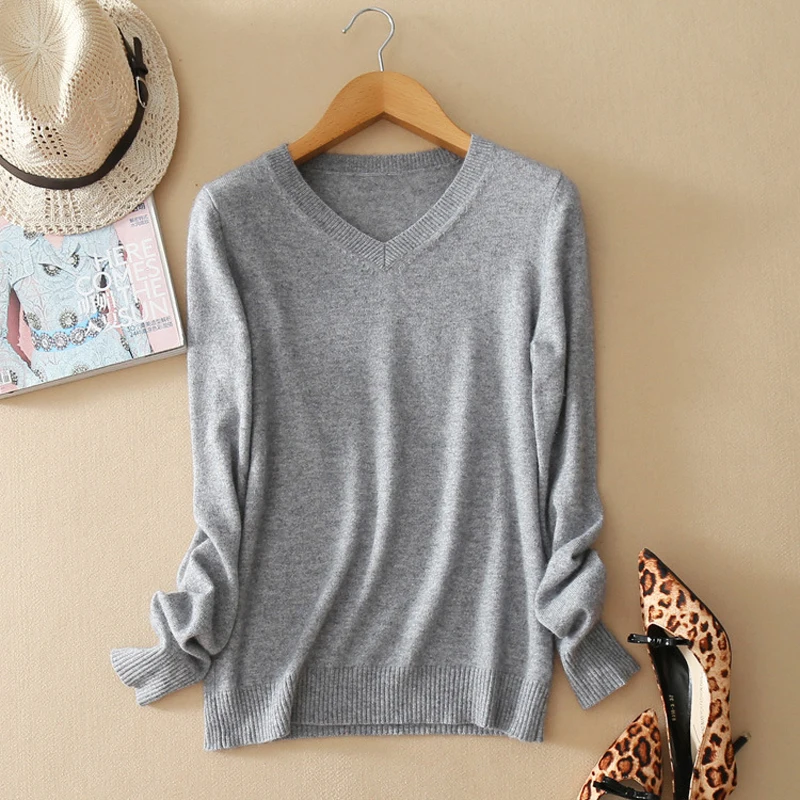 Thoshine Brand Spring Autumn Women Knitted Cashmere Sweaters Solid Color V-Neck Female Thin Pullovers Office Lady Casual Jumpers
Thoshine Brand Spring Autumn Women Knitted Cashmere Sweaters Solid Color V-Neck Female Thin Pullovers Office Lady Casual Jumpers