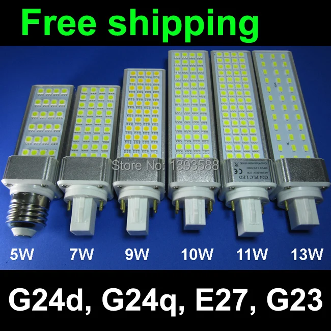 

Real power 2 pins g24d-1 g24d-3 g24d-3 led pl bulb Lamp 5W 7W 9W 10W 11W 12W 13W 14W cc driver SMD5730 2835 led light AC85-265V