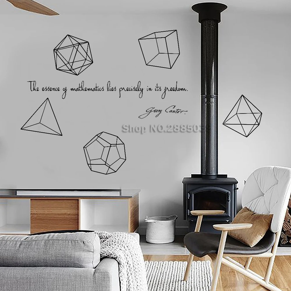 Science Art Wall Stickers Cantor Quote and the five Platonic Solids Decals Removable Wallpaper Study Room DIY Home Decor LC693
Science Art Wall Stickers Cantor Quote and the five Platonic Solids Decals Removable Wallpaper Study Room DIY Home Decor LC693