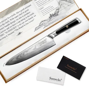 SUNNECKO Professional 8" Damascus Steel Chef Knife Japanese VG10 Core Blade Razor Sharp Kitchen Knives G10 Handle Meat Slicer
SUNNECKO Professional 8" Damascus Steel Chef Knife Japanese VG10 Core Blade Razor Sharp Kitchen Knives G10 Handle Meat Slicer