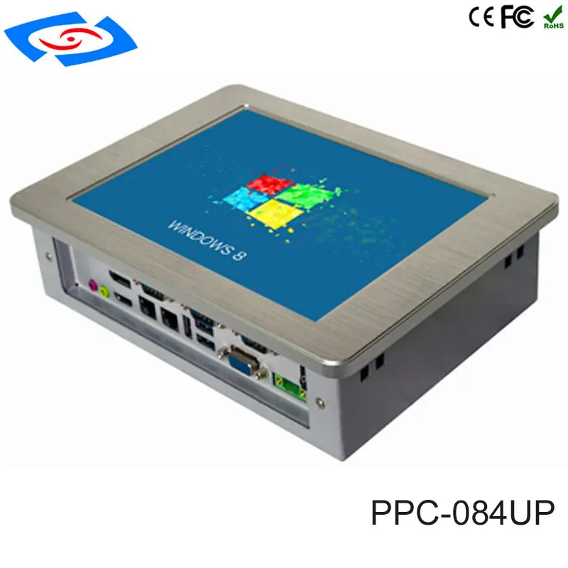 Low Cost 8.4" Rack Mount LCD Monitor Mini Fanless Industrial Tablet PC With 2xLAN For ATM & Advertising Machines POS System |