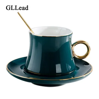 GLLead European Style Ceramic Coffee Cups Set Creative Golden Edge Tea Cup and Saucer Fashion Flower Tea Teacup Porcelain
GLLead European Style Ceramic Coffee Cups Set Creative Golden Edge Tea Cup and Saucer Fashion Flower Tea Teacup Porcelain