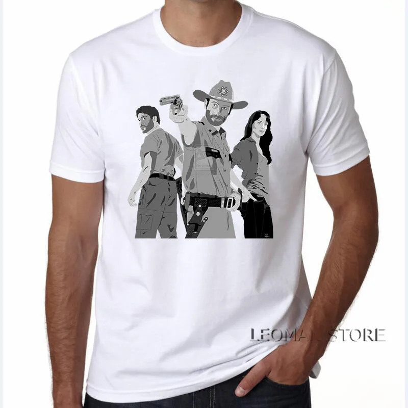 LEOMAN 2018 New Fashion Design Tee Shirt Men's Short Sleeve Printing Machine O-Neck The Walking Dead short sleeve T Shirts | Мужская