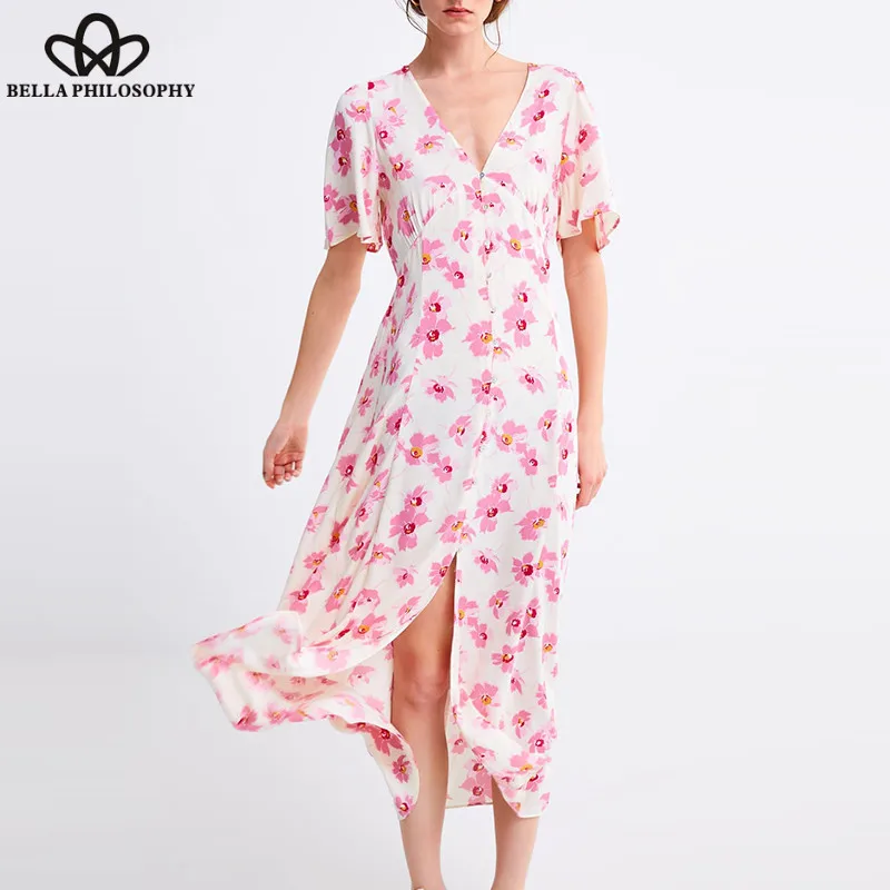 Wonder Summer Short Flare Sleeve Boho Dress Vintage Print Floral Female Long Dress Sexy Split Lady Casual Beach Dress 2019 new
Wonder Summer Short Flare Sleeve Boho Dress Vintage Print Floral Female Long Dress Sexy Split Lady Casual Beach Dress 2019 new