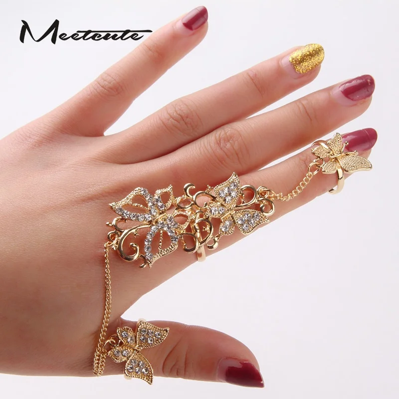 Meetcute 2 pcs/set Delicated Rhinestone Butterfly Full Finger Rings For Woman Linck Chain Set Of Rings On Fingers Party Jewelry
Meetcute 2 pcs/set Delicated Rhinestone Butterfly Full Finger Rings For Woman Linck Chain Set Of Rings On Fingers Party Jewelry