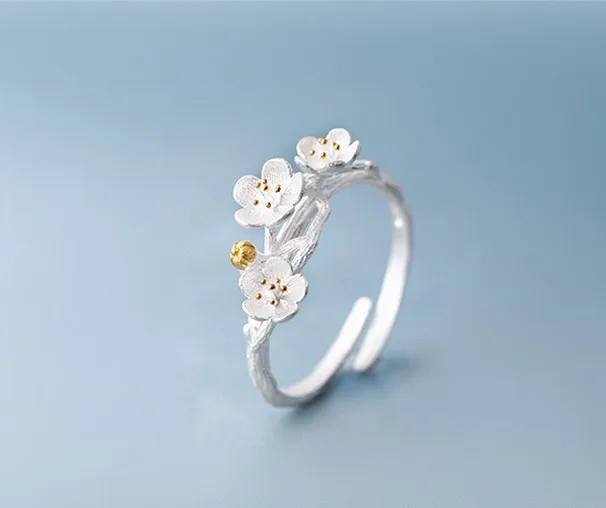 H:HYDE The Cherry Peach blossom branch resizable open ring in white copper Silver Color medium Women Jewelry
H:HYDE The Cherry Peach blossom branch resizable open ring in white copper Silver Color medium Women Jewelry