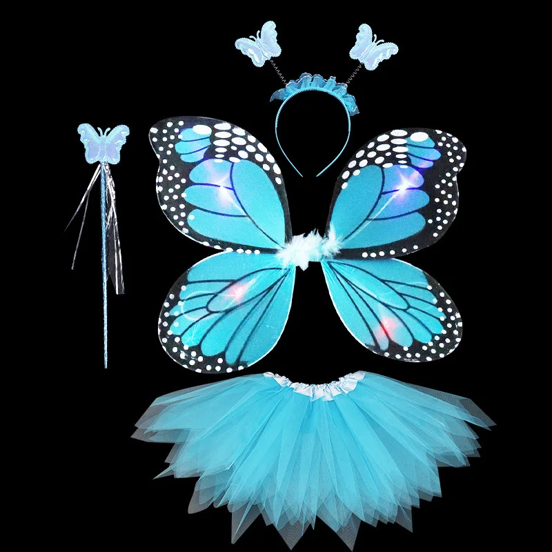 4 Piece Shining Butterfly Wing +Wand +Headband +Tutu Skirt Christmas Halloween Cosplay Costume For Fairy Girls Kids 6 Colors
4 Piece Shining Butterfly Wing +Wand +Headband +Tutu Skirt Christmas Halloween Cosplay Costume For Fairy Girls Kids 6 Colors