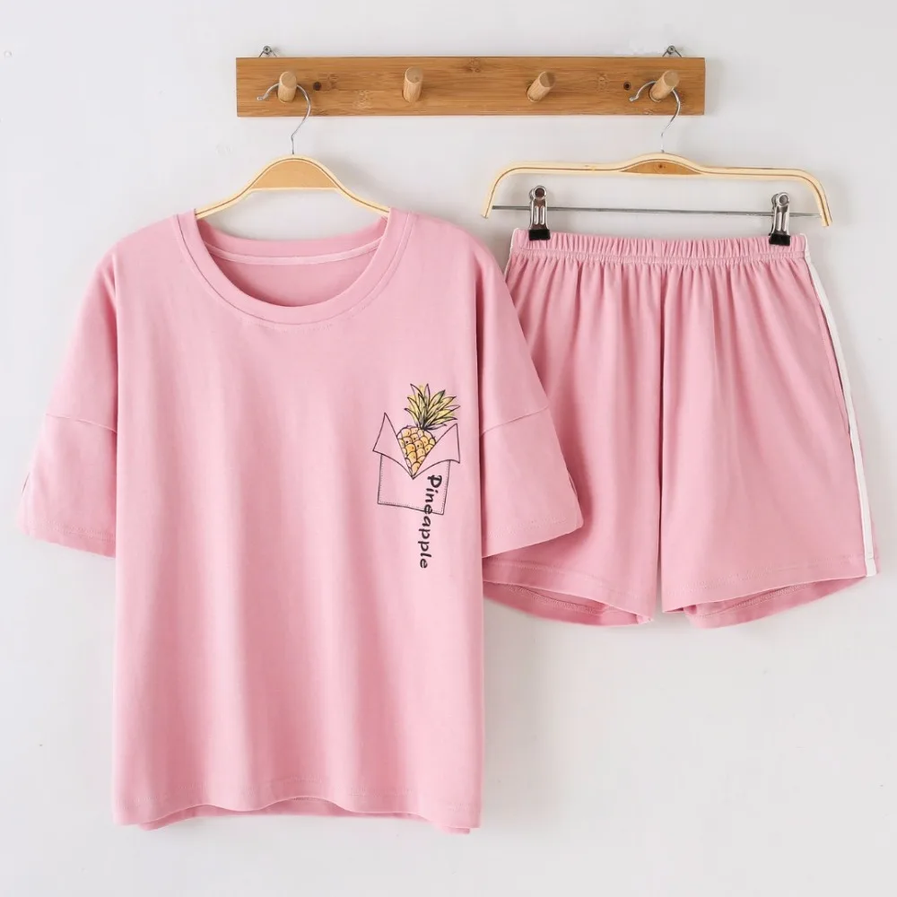 women pajamas sets big size M-2XL 100% cotton short sleeve nightwear cartoon pink pyjamas lady sleepwear summer pijamas mujer
women pajamas sets big size M-2XL 100% cotton short sleeve nightwear cartoon pink pyjamas lady sleepwear summer pijamas mujer